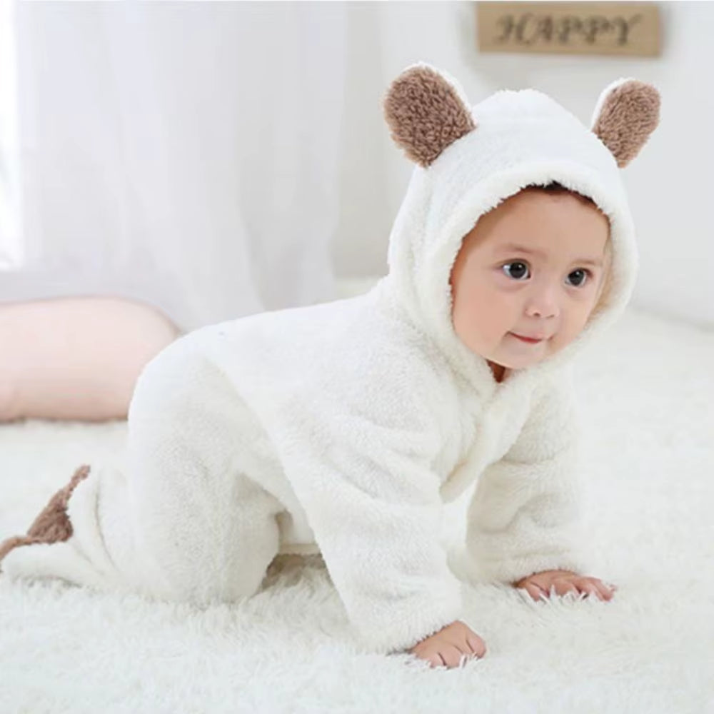 Newborn Baby Rompers Winter Warm Fleece Bebe Boys Girl Costume Infant Girls Clothing Animal Overall Baby Jumpsuits Xmas Outfit