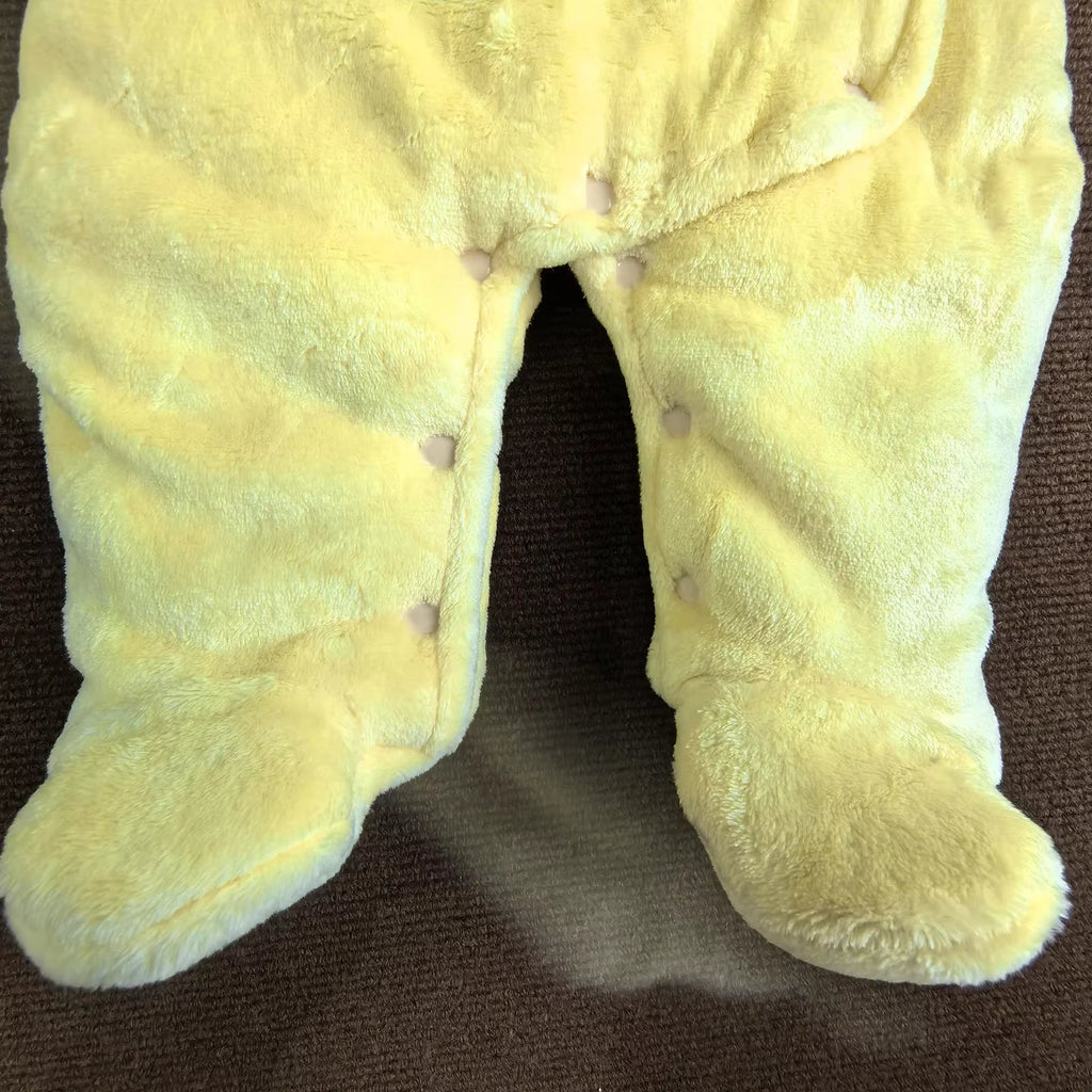 Baby Hooded Footie Romper Snap up Fleece Snowsuit with Headband Foot Cover Jumpsuit Winter Cute Pattern Jumpsuit Outwear