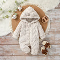 Baby Boys Winter Long Sleeve Soild Plush Hoodie Zipper Fashion Jumpsuit for Newborn Warm Clothes