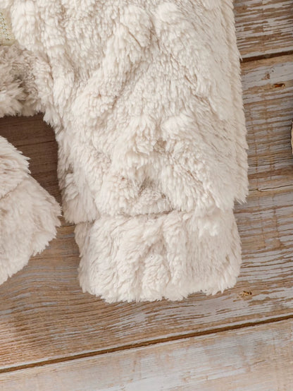 Baby Boys Winter Long Sleeve Soild Plush Hoodie Zipper Fashion Jumpsuit for Newborn Warm Clothes