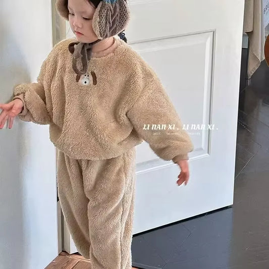 2025 Toddler Girls Cute Sweatshirt Suits Warm Hoodies+Pants 2Pcs Sets Children Boys Outfits Winter