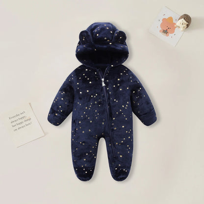 0-12M Cartoon Newborn Bodysuit Warm Romperssoft Newborn Baby Clothes Flannel Autumn Winter Baby Boys Girls Jumpsuit